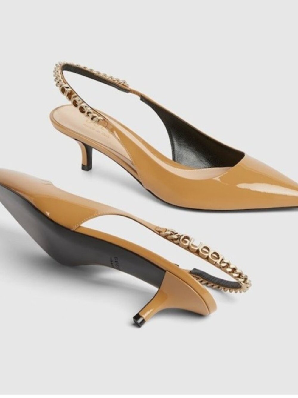 NIB Gucci Signoria patent leather slingback pump IT 38.5 US 8.5